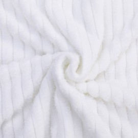 NTBAY Plush Flannel Baby Blanket, Soft and Warm Toddler Blanket with Striped Texture for Stroller, Crib, Travel, 30x40 Inches, White