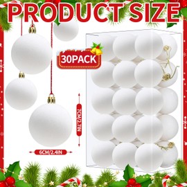 30 Pcs 2.4 Inches Velvet Christmas Ball Ornaments, Flocked Xmas Plastic Ball Small Shatterproof Decorative Hanging Ornament for Family Holiday Party Xmas Tree Hanging Decor (Beige)