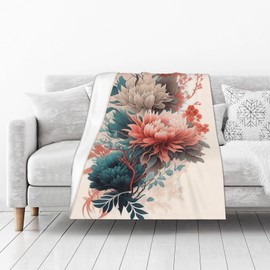 Floral Flannel Blanket, Small 30"x40" Size, Soft and Vibrant Throw for Baby Girls, Perfect for Cribs, Playmats, or Strollers, Beautiful Flower-Themed Gift