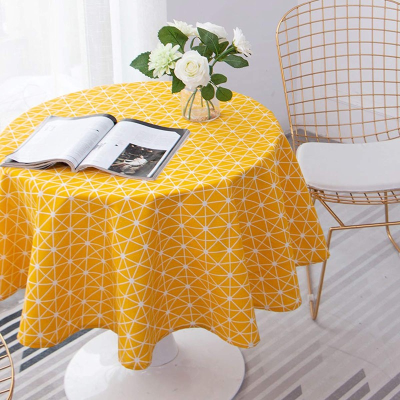 NATUCE Round Tablecloths, 150 cm Simple Tablecloth Dustproof Cotton Linen