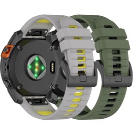 Compatible with Garmin Approach S70 42MM 47MM Bands,Breathable Silicone Sport Strap Release Fit Replacement Wrist Band for Garmin Approach S70 Watch Band Accessories (47MM, ForestGreen&Gray)