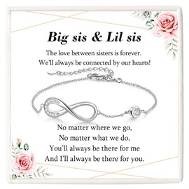 KORAS Sister Gifts, Sterling Silver Infinity Bracelet for Sister, Special Sister Birthday Gifts Christmas Gifts Graduation Gifts