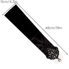 TOYMIS 48 cm Evening Gloves Satin Gloves Long Opera Gloves Dance Gloves Opera Evening Party 1920s Gloves for Women Girls (Fingerless Black), black