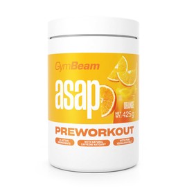GymBeam ASAP Pre-Workout with Beta Alanine, Citrulline Malate - Natural Energy Dispenser with Caffeine, Green Tea Extract, L-Tyrosine, Suitable for Vegans (425 g, Orange)