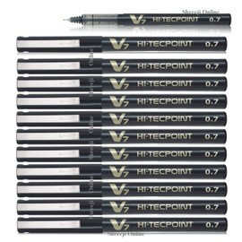 Pilot BX-V7-B Hi-Tecpoint Rollerball Pen, 0.7 mm Tip - Black, Box of 12