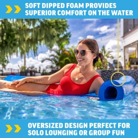 WOW Sports Dipped Foam Mat, Floating Pad for Lakes & Swimming Pools, Adult Pool Float, 6 Foot Long Versatile Mat for Yoga & Camping (Blue)