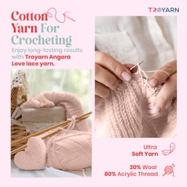 Angora Love (4-Skeins Pack Angora Yarn) 20% Wool 80% Acrylic Thread - Wool Yarn for Crocheting - Lace Weight Yarn #1 Fingering and Socks Yarn (4 x 3.52 oz) / (4 x 601 Yds) (108271 - Pink Pearl)