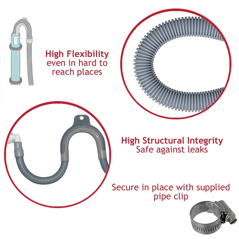 SPARES2GO Extension Drain Hose compatible with Bosch Dishwasher (1.5M, 19mm