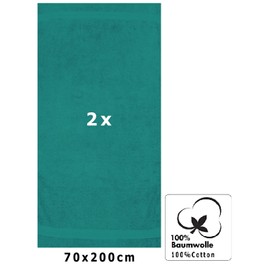 Betz 2 Stück Saunatuch XXL Badetuch Liegetuch Strandlaken Saunahandtuch Premium Frottee 100% Baumwolle Größe 70 x 200 cm Farbe smaragdgrün