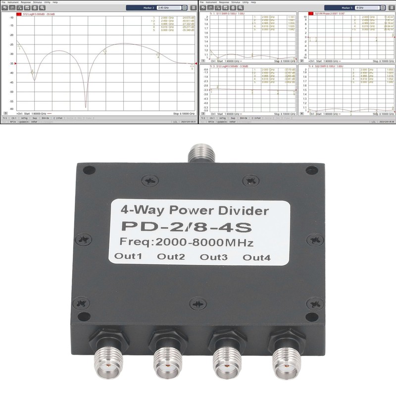 SMA Microstrip Power Splitter Combiner 2‑8GHz Stainless Steel 4 Way