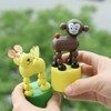 TOYANDONA 3Pcs Wooden Finger Puppet, Kids Animal Push Up Press