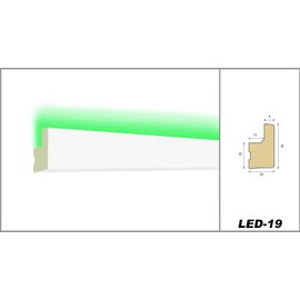 HEXIM LED Stucco Moulding Strips – Indirect Lighting with Ceiling Strips Made of Polyurethane (PU), Light and Opaque (2 m LED-19) Decoration Corner Spot Indoor