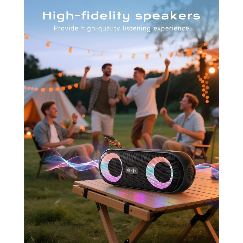 Bluetooth Speaker with IPX6 Waterproof, 20W Stereo Sound, Bluetooth 5.4