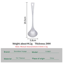 Boundless Voyage Titanium Ladle Deep Soup Spoon, Stirring & Serving Soup Spoon, Cooking Utensil Kitchen Tools with Hanging Loop (Ti1060T 1pcs)