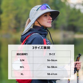 TOP-EX Large Size Safari Hat, Women's Adventure Hat, Foldable, Ponytail, Boonie Hat, Fishing Hat, UV Protection, Military Hat, Sun Hat, Sun Protection Hat, Sun Protection, Hat Removable, Chin Strap