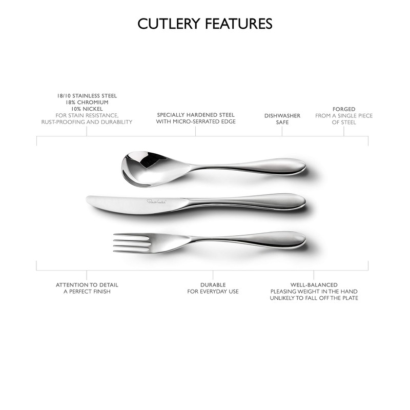 Robert Welch Bourton Bright Cutlery Coffee/Espresso Spoon, Set of 8.