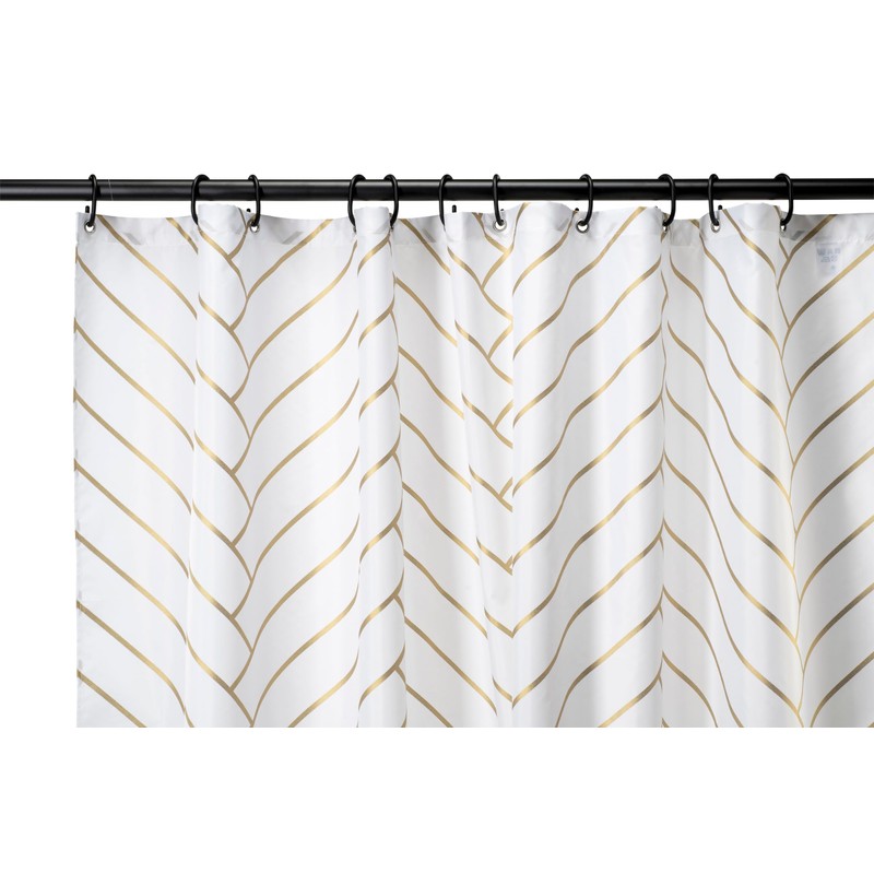 Croydex Waterproof Shower Curtain, Gold Chevron Pattern, 180 x 180cm,