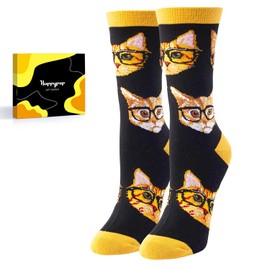 HAPPYPOP Funny Cat Gifts for Cat Lovers Cat Lover Gifts for Women Mom, Novelty Cat Socks Crazy Silly Socks for Girls, Valentine's Day Gifts for Her