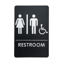 Unisex Restroom Sign for Handicap Accessible Restroom, ADA-Compliant Bathroom Door Sign for Offices, Businesses, and