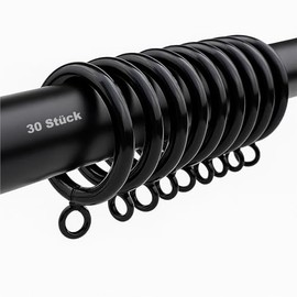 30 Black Curtain Rings 32mm Diameter - Heavy Duty Metal for Curtain Rods and Shower Curtains