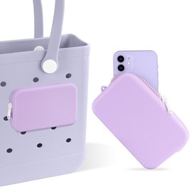 Silicone Wallet for Beach Bag Phone Holder,Soft Insert Wallet Charms for Beach Bags Accessories,Attachment for Beach Bags Insert Organizer - Color: purple