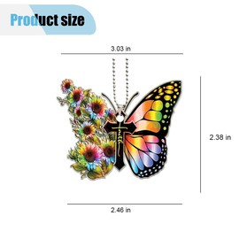 Butterfly Car Rearview Mirror Accessories, Acrylic Hanging Car Rear View Mirror Charm, Lovely Flower Car Ornament Pendant for Home Decoration Keepsake Christmas Valentine's Day Present (Colorful)