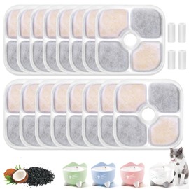 16-pack Cat Water Fountain Filter Compatible with Pixi Catit Water Fountains, Triple-Layer Cat Filters for Catit Fountain Filter Replacement, Pet Drinking Fountains Filters with 4 Pump Tubes