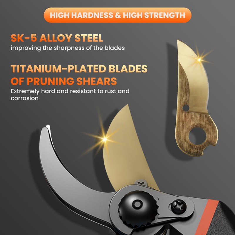 8.3” Secateurs, Bypass Pruning Shears with Replacement Blades and Springs,