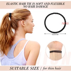 obeoby 200PCS Thin Hair Ties, Elastic Black Hair Accessories for Thin Hair, No Damage Small Ponytail Holders for Women Girls Toddlers