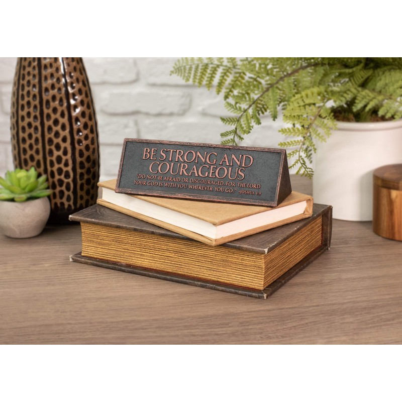 Lighthouse Christian Products Strong and Courageous Reminder Hammered Copper 6.5