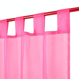 Megachest lucy Woven Voile Tab Top Curtain 2 Panels with ties (28 colors) (bubblegum pink, 56" wideX108 drop(W142cmXH274cm))