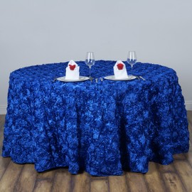 Tableclothsfactory Rosette/Rose Pattern Round Tablecloths 120" - Royal Blue