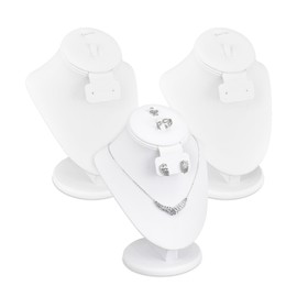 MOOCA 3 Pcs Set White Leatherette Combination Display Jewelry Stand Bust for Necklaces, Earrings, Rings, Jewelry Display For Vendors