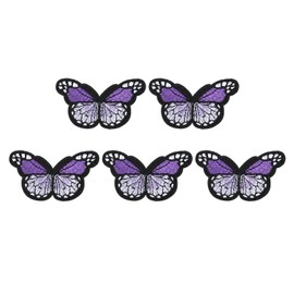 PATIKIL Butterfly Iron on Patch,5 Pcs Butterfly Embroidered Applique Sew on Decorative Patches for Repair Decoration Clothing Hats Jackets Backpack, 2.9" Lx1.8 W,Purple