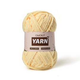 Plush Chenille Chunky Crochet Yarn - Baby Yarn for Crocheting Soft - Velvet Yarn Knitting for Blankets Crafts - Fluffy Amigurumi Yarn 50g / 65.6yd (Yellowish)