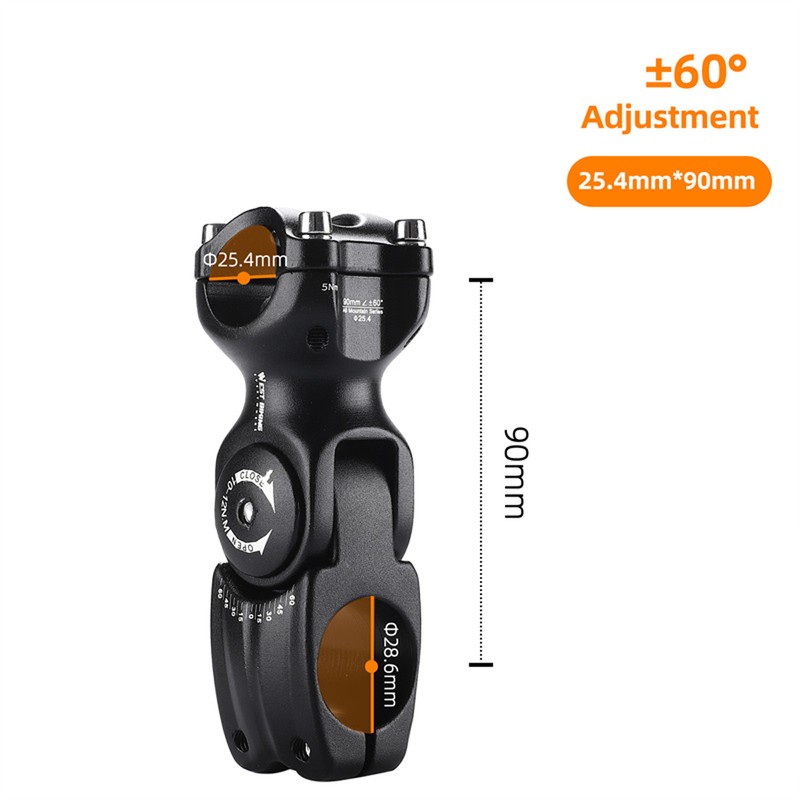 Adjustable Bicycle Handlebar Stem Variable 60 Degree Angle Aluminum Alloy
