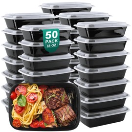 KEEP COLDER Meal Prep Containers 38 OZ, Plastic Food Prep Containers with Lids, BPA-Free, Stackable, Microwave, Dishwasher Safe Disposable To Go Containers for Meal Plan, 50-Pack