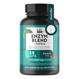 Enzimas Digestivas Life360+ 60 Cápsulas Bromelina Papaína Sin Sabor