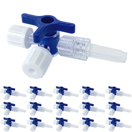 TICOMI 3 Way Stopcocks (Pack of 16), Disposable Laboratory Valve with Luer Connections Male Lock, School Projects, DIY, Sterilized