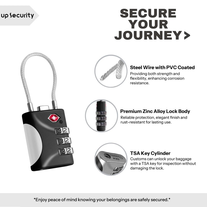 UP Security TSA Approved Luggage Locks - Small Combo Travel