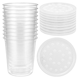 10 Pack 32 OZ Deli Cups with Fabric Vented Lids, Culture Cup Mesh Container, Feeder Prevent Escapes & Contaminants,Easy Secure Fruit Cultures Media Preparation, Hot Liquid Safe, Lab & Home Use