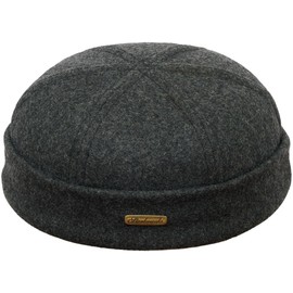Sterkowski Docker Cap | Woolen Beanie for Men and Women | Sailor Hat Skullcap Leon Hat Brimless Watch Cap Skully Vintage Hats 59 cm Dark Gray