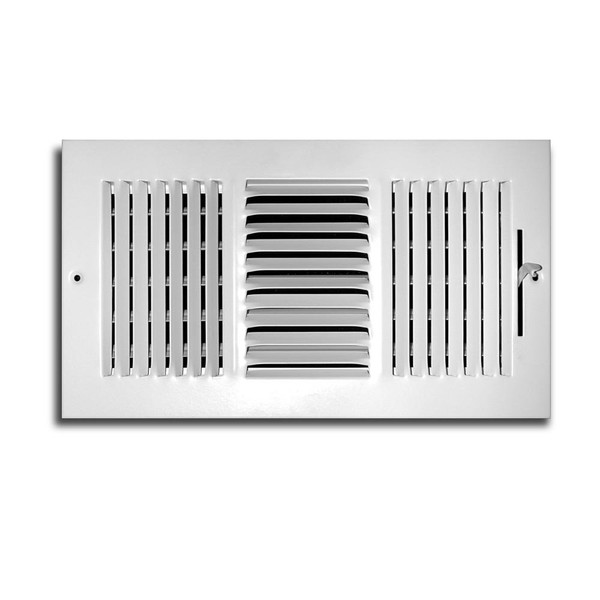 Truaire C103M 10X06(Duct Opening Measurements) 3-Way Supply 10 6-Inch Sidewall or Ceiling Register Grille, Inch x 6-Inch, White-Powder Coated