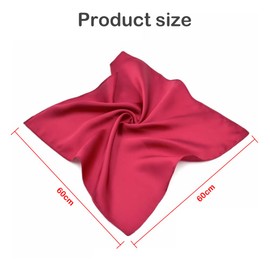 Women's Faux Silk Scarf, Lightweight Silk Scarf, Plain Soft Faux Silk Scarf, Elegant Scarf, Women's Scarf Bandana, 60 cm x 60 cm, Fashion Coordinate, Gift for Women, Maroon Red