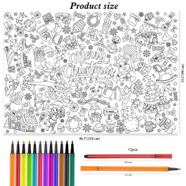 HOWAF Christmas Activity Pack Giant Colouring Poster for Kids, Merry Christmas Coloring Books Santa Christmas Tree Christmas Table Cloth Colouring Paper for Boys Girls Xmas Decorations