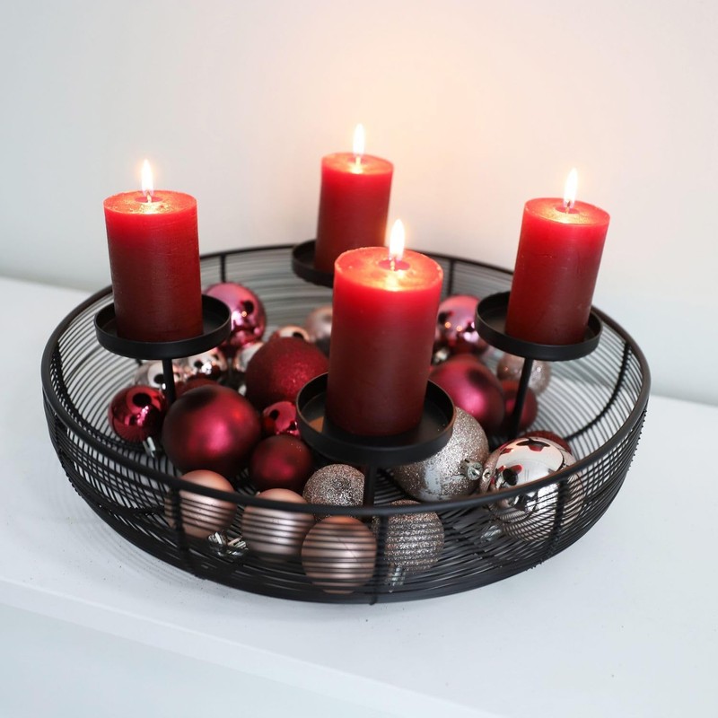 H & S Collection Advent Wreath Metal Bowl Diameter 36