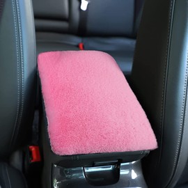 YUNXNYC Fluffy Car Armrest Cover, Furry Fuzzy Auto Center Console Cover Pad Wool Fur Soft Car Consoles Seat Box Protector Universal Fit Car Interior Accessories for Women (Pink)