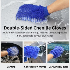 qixiang 62'' Car Wash Brush Kit Mitt Mop Sponge with Long Handle,Flow-Thru Soft Bristle Car Washing Brush with Extendable Handle and Hose Attachment for Car, RV, SUV, Truck