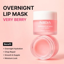 NIDA Overnight Lip Mask - Very Berry | Intense Hydration Plumping Sleeping Mask for Dry, Chapped Lips | 0.7 oz., 20g