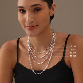 LeCalla 925 Sterling Silver Italian 4.5 MM Diamond-Cut PaperClip Link Chain Necklace for Women 20 Inches